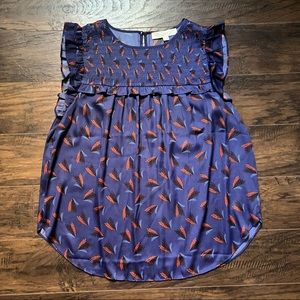 LOFT Sleeveless Blue Flowwy Blouse Size Medium NWT